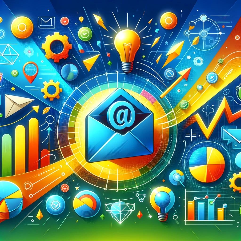 DALL·E 2024 05 20 11.57.47 A vibrant and eye catching image for a blog post about email marketing best practices. The image features a stylized email icon surrounded by various