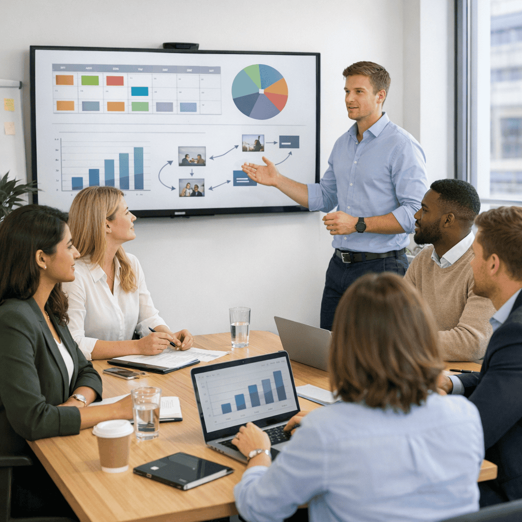 Content Marketing and Copywriting: What’s the Difference and Why It Matters 6 Content Marketing and Copywriting - Consultant doing a presentation