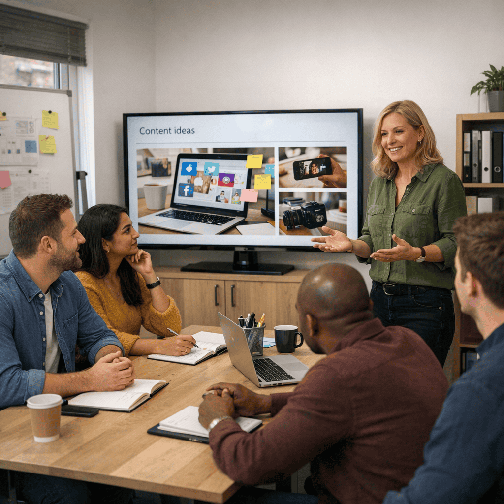 How to Develop Your Content Marketing Strategy: A Practical Guide for UK Businesses 2 Develop Your Content Marketing Strategy - Content marketing meeting