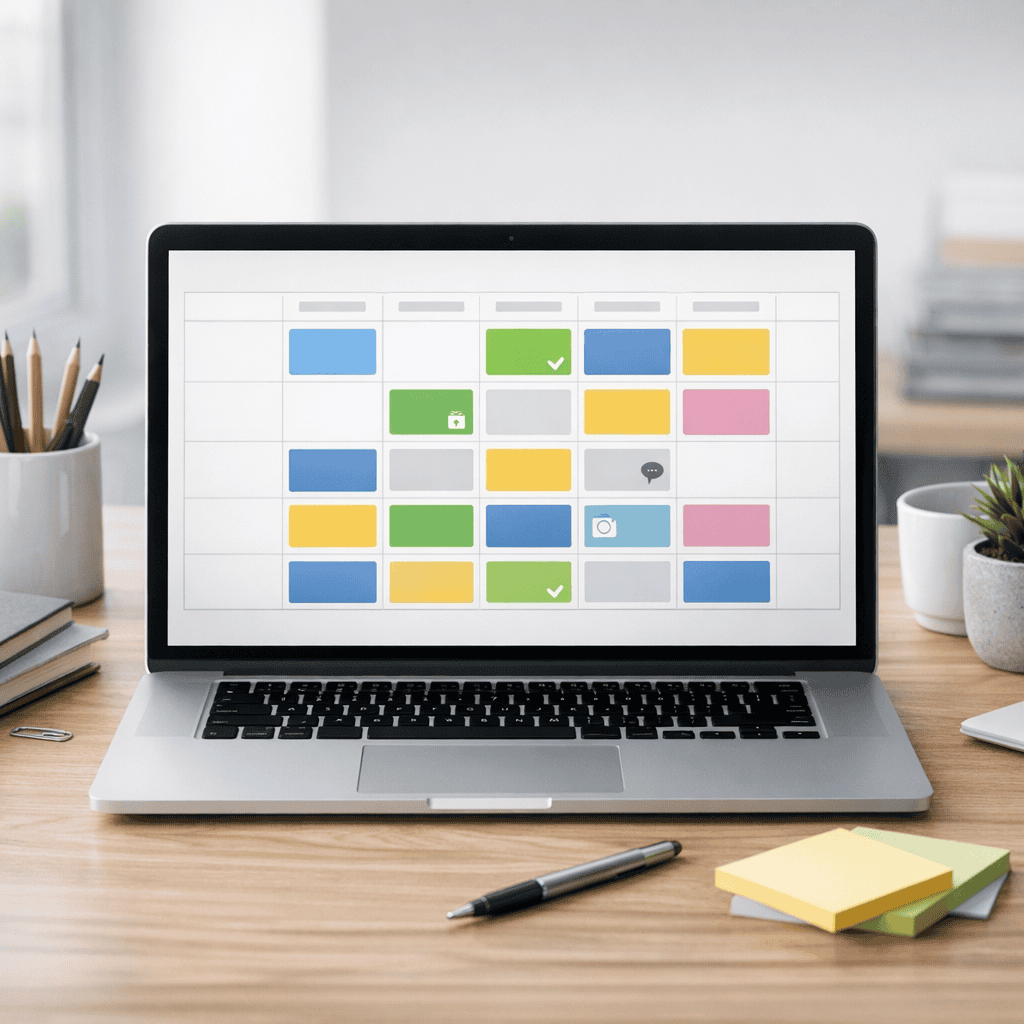 How to Develop Your Content Marketing Strategy: A Practical Guide for UK Businesses 3 Develop Your Content Marketing Strategy - Production calendar on laptop