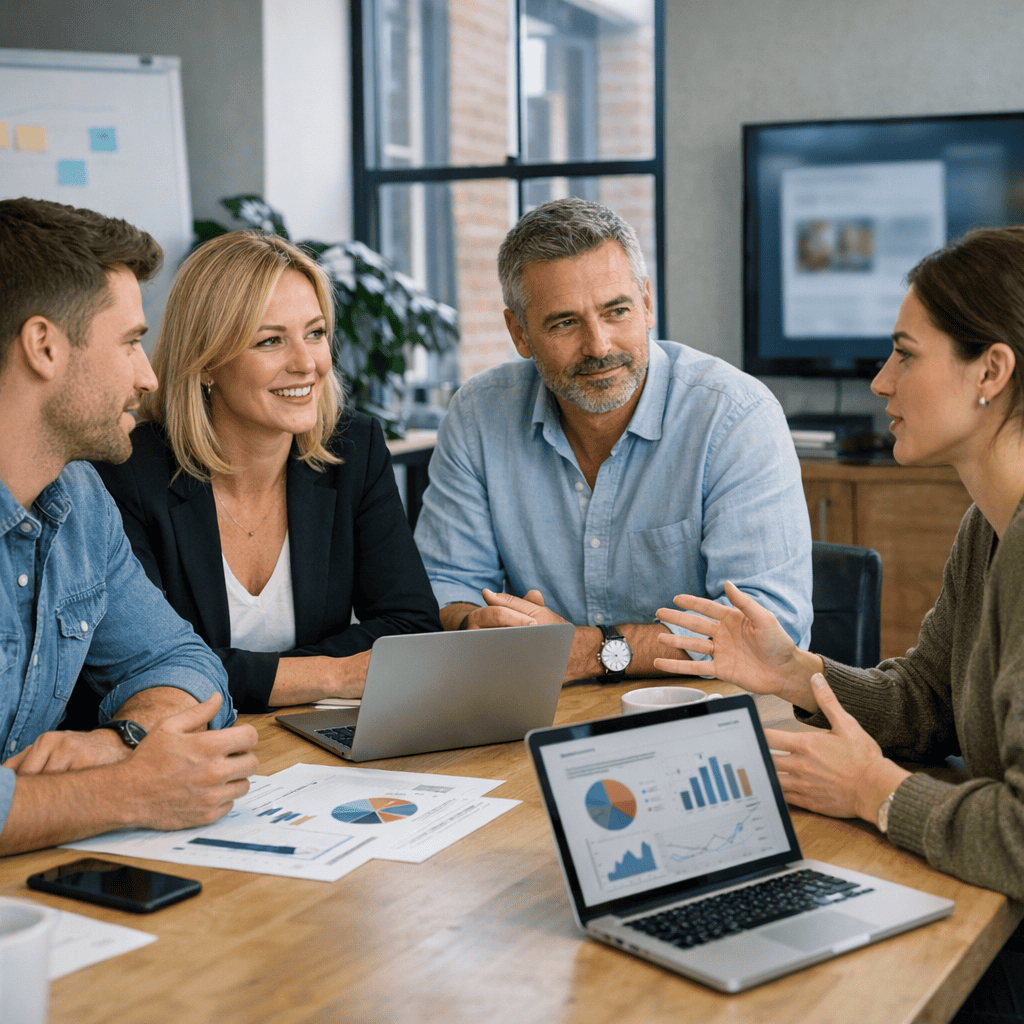 Facebook Paid Advertising: How It Can Generate Sales for Your Business 2 Facebook Paid Advertising - Agency discussing project with client board