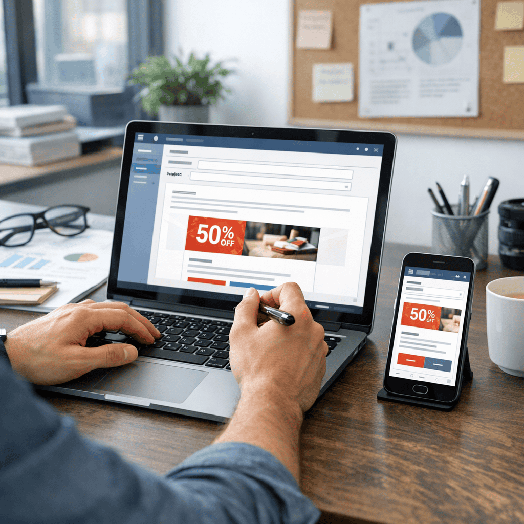 How to Send Email Marketing Campaigns That Get Results 3 Send Email Marketing Campaigns - Consultant working on a campaign