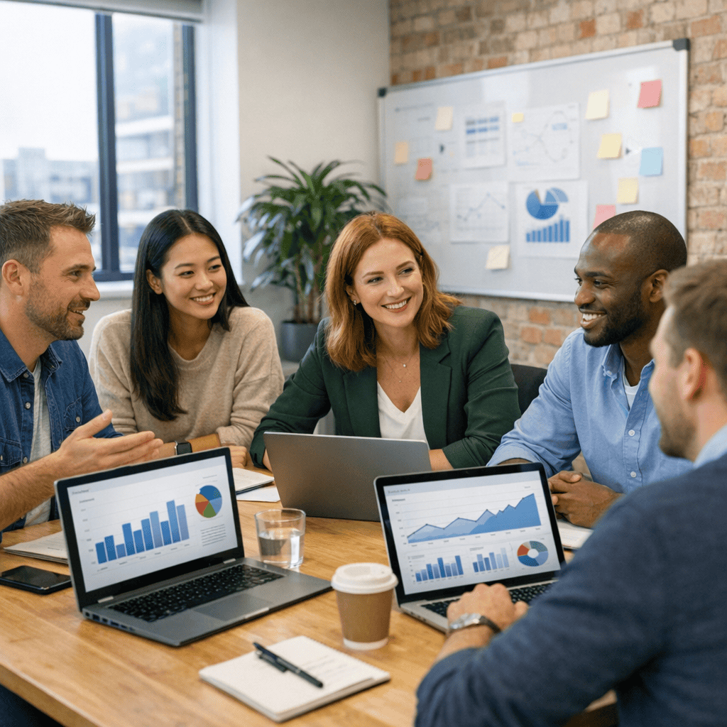 How to Start Using Paid Advertising: A Practical Guide for UK Businesses 2 Start Using Paid Advertising - Agency discussing advert responses with the client team