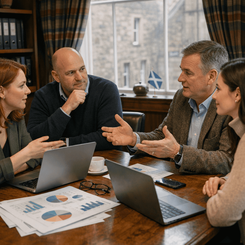 LinkedIn Marketing for Ayrshire B2B Companies: A Practical Guide to Generating Better Leads 6 Linkedin marketing for Ayrshire - Group of Ayreshire business owners discussing marketing