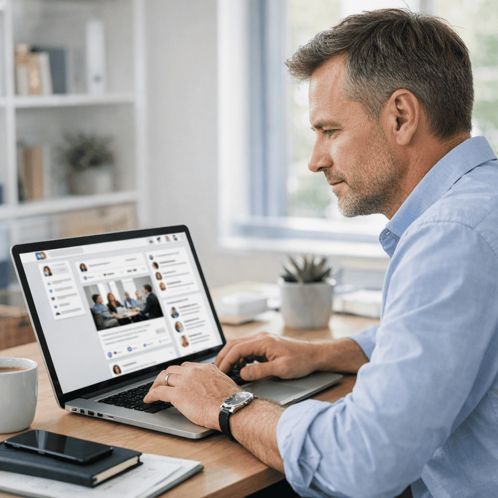 LinkedIn Marketing for Ayrshire B2B Companies: A Practical Guide to Generating Better Leads 7 Linkedin marketing for Ayrshire - Client checking their Linkedin Feed