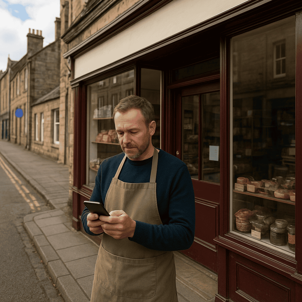 Business Profile Optimisation for Kilmarnock Businesses: A Practical Guide to Getting Found Locally 1 Business Profile Optimisation for Kilmarnock Businesses - Retailer checking GBP on mobile