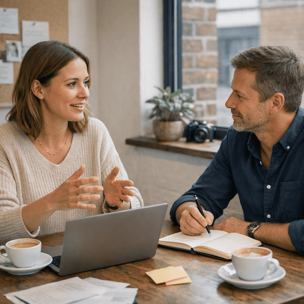 7 Essential Content Marketing Tips for B2B Success 2 Content Marketing Tips for B2B - Consultant and client planning