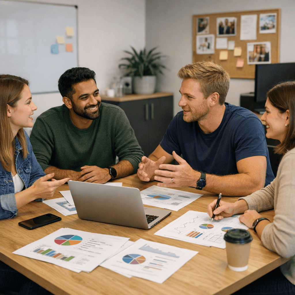 10 Proven Effective Email Marketing Strategies to Boost Your Sales 2 Effective email marketing strategies - Agency meeting discussing open rates