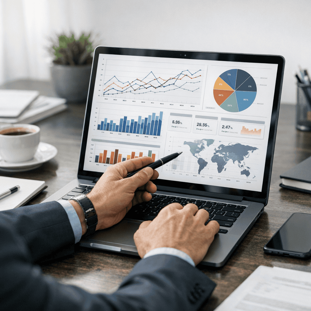 Expert Marketing Strategies for UK Businesses: How to Build Sustainable Growth 2 Expert Marketing Strategies - Laptop with geographical data