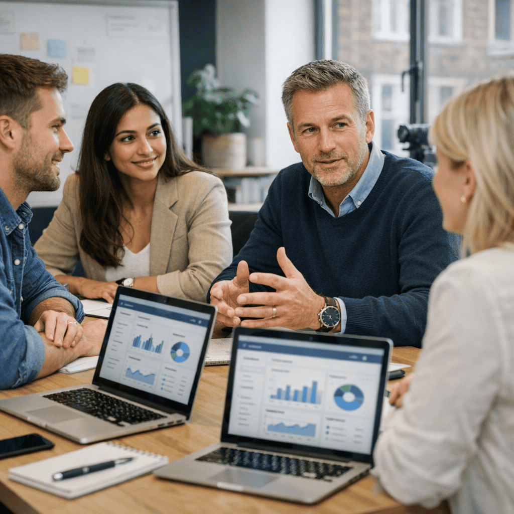 Facebook Ads Success: The Ultimate Beginner's Guide 8 Facebook Ads Success - Team discussing ads performance