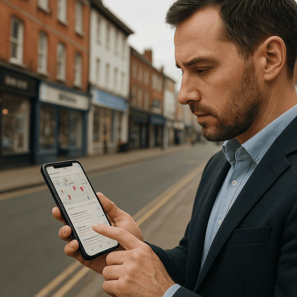 Why Your Google Business Profile Isn’t Ranking and How to Fix It 1 Google Business Profile isn't ranking - Customer checking GBP details