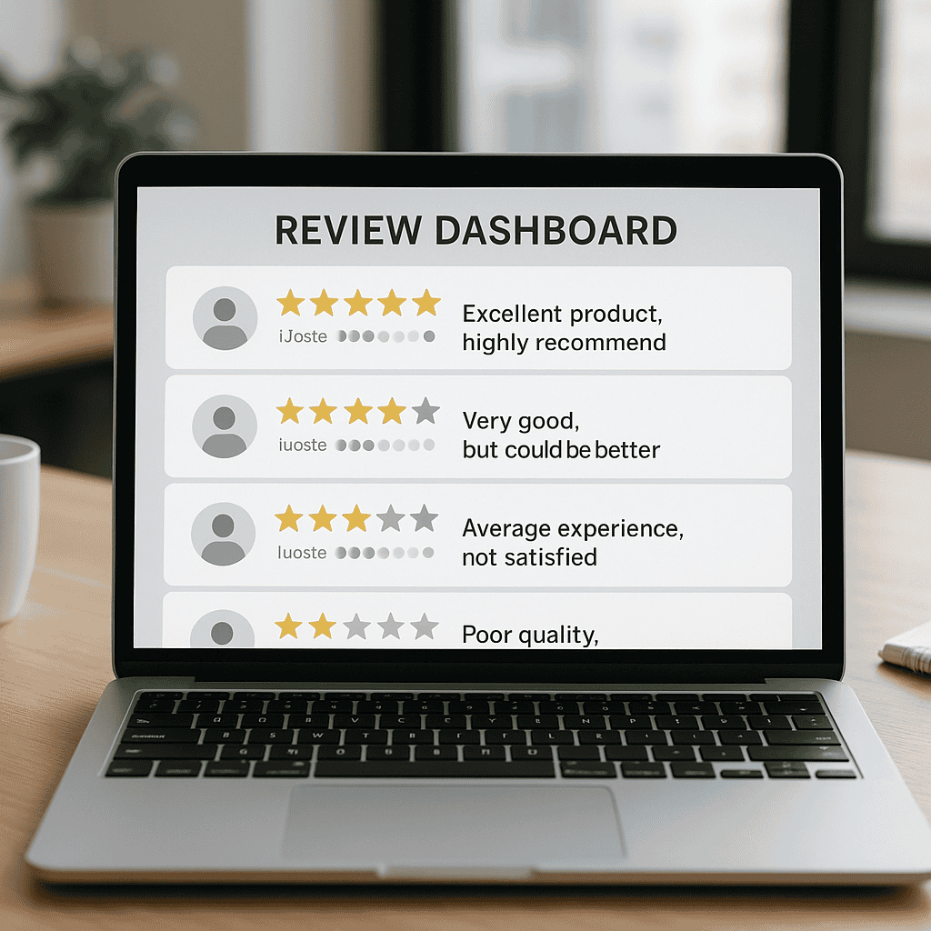 How to Get Better Google Business Profile Reviews for Your UK Business 2 Google Business Profile reviews - Laptop showing 5 star. reviews