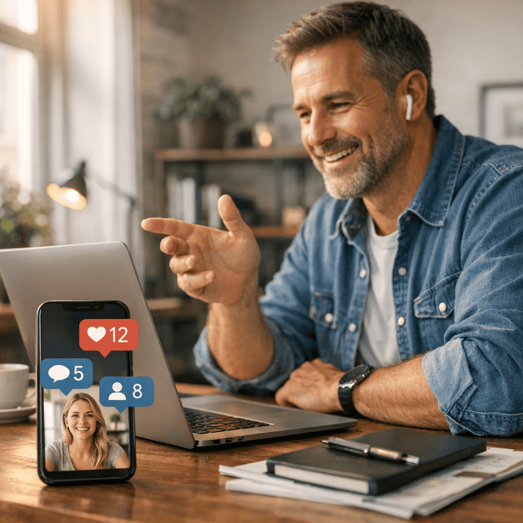 Leveraging Social Media for Business Growth: A Practical Guide for UK Companies 3 Leveraging Social Media - Consultant on live call with client