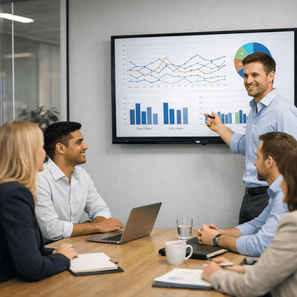 Personalised Email Strategies That Help UK Businesses Increase Conversions 2 Personalised Email Strategies - Agency staff presenting data