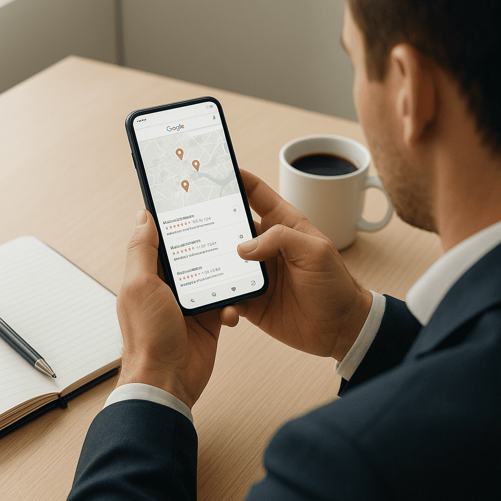 How to Rank in the Google 3-Pack in Ayrshire: A Practical Guide for Local Businesses 1 Rank in the Google 3-Pack in Ayrshire - Client checking ranking on mobile