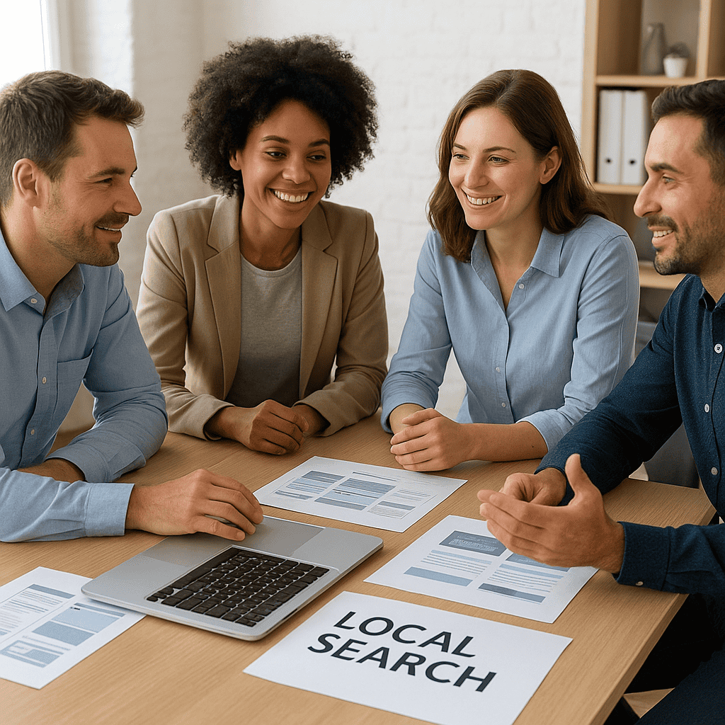 7 SEO Mistakes Businesses Make in Kilmarnock and How to Fix Them 2 SEO Mistakes Businesses Make in Kilmarnock - Agency staff checking local search