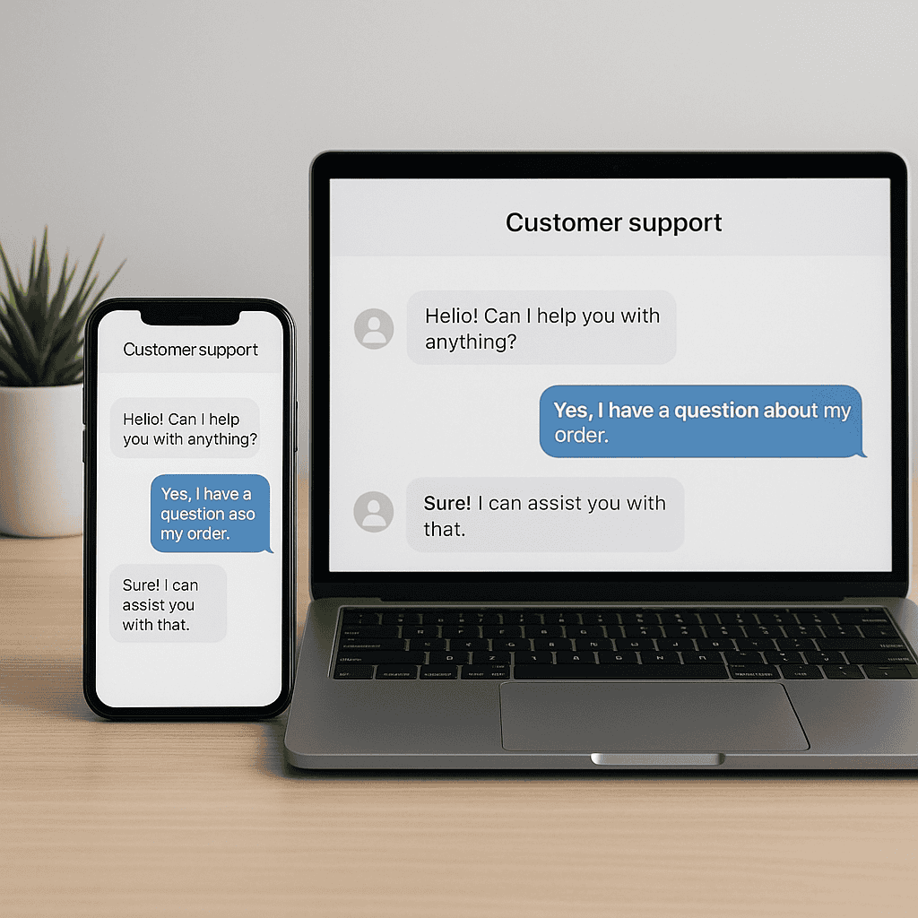 How AI Chatbots in Digital Marketing Plans Can Improve Lead Generation and Customer Service 5 showing ai chatbot inaction on laptop and mobile
