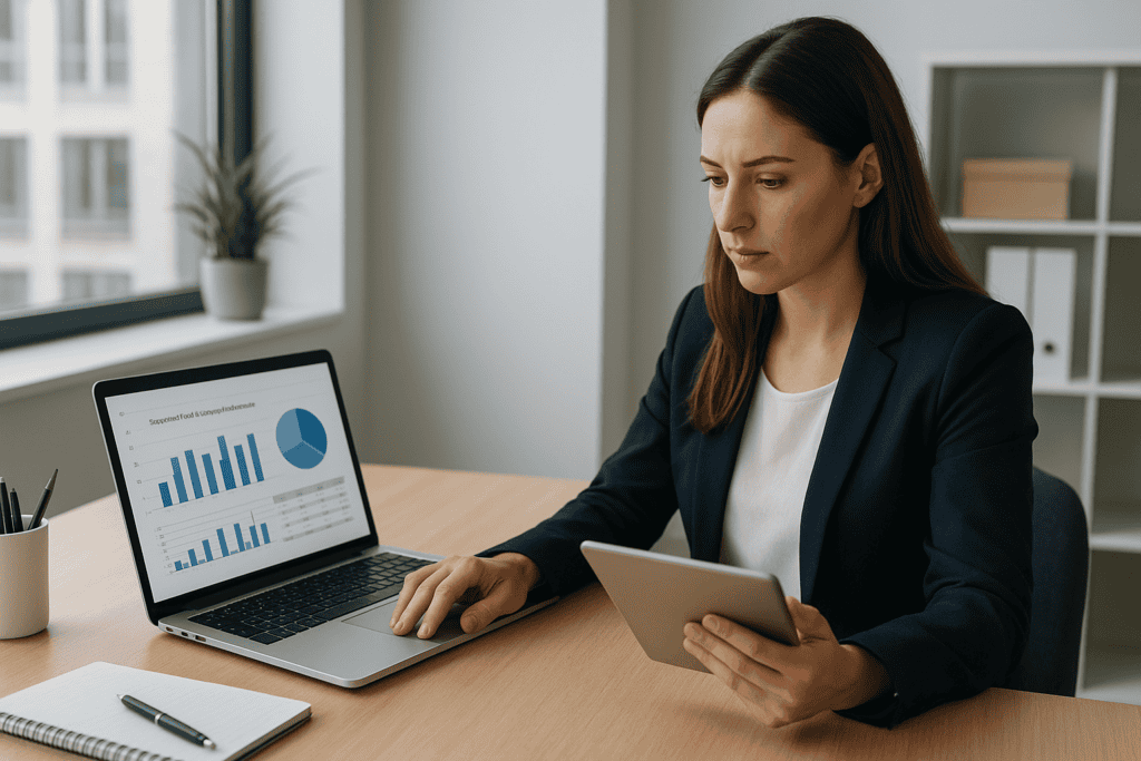 Email Segmentation Techniques for Sales: How UK Businesses Can Improve Conversions 1 Marketing consultant checking email segmentation techniques for sales on laptop